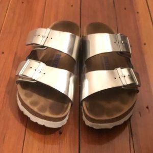 Silver Birkenstock sandals